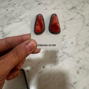 Sterling Silver Red Stone Earrings